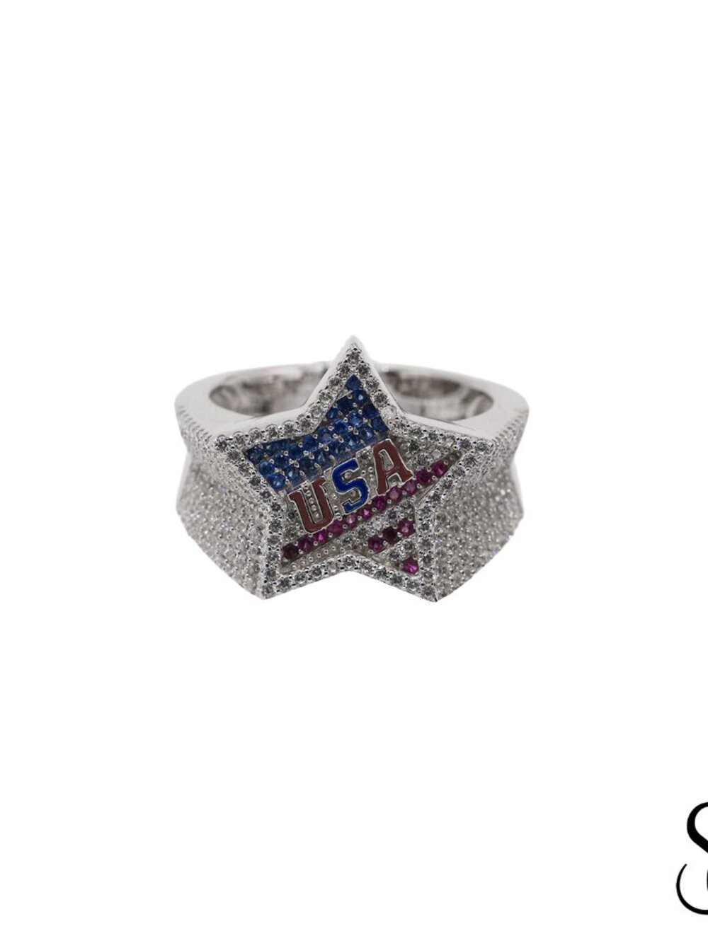 925 Sterling Silver USA Ring Size 10-12